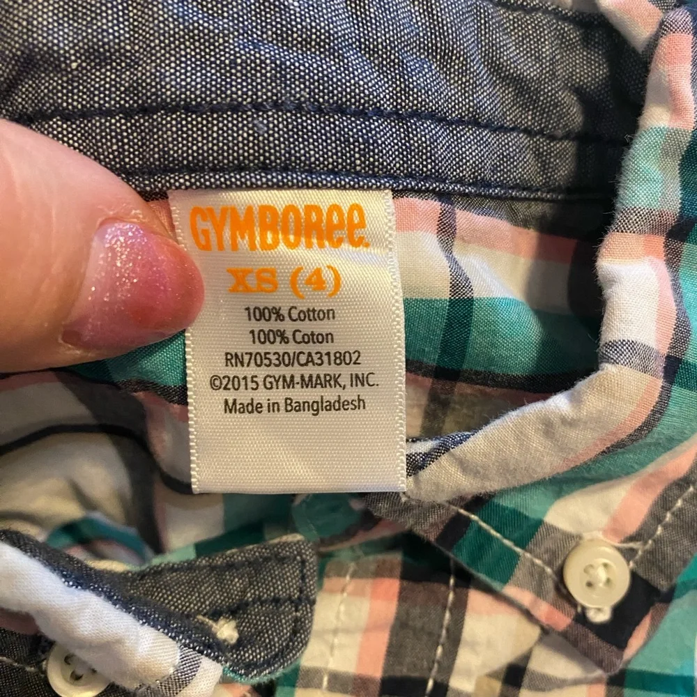 Kids Plaid Shirt - Green and White
